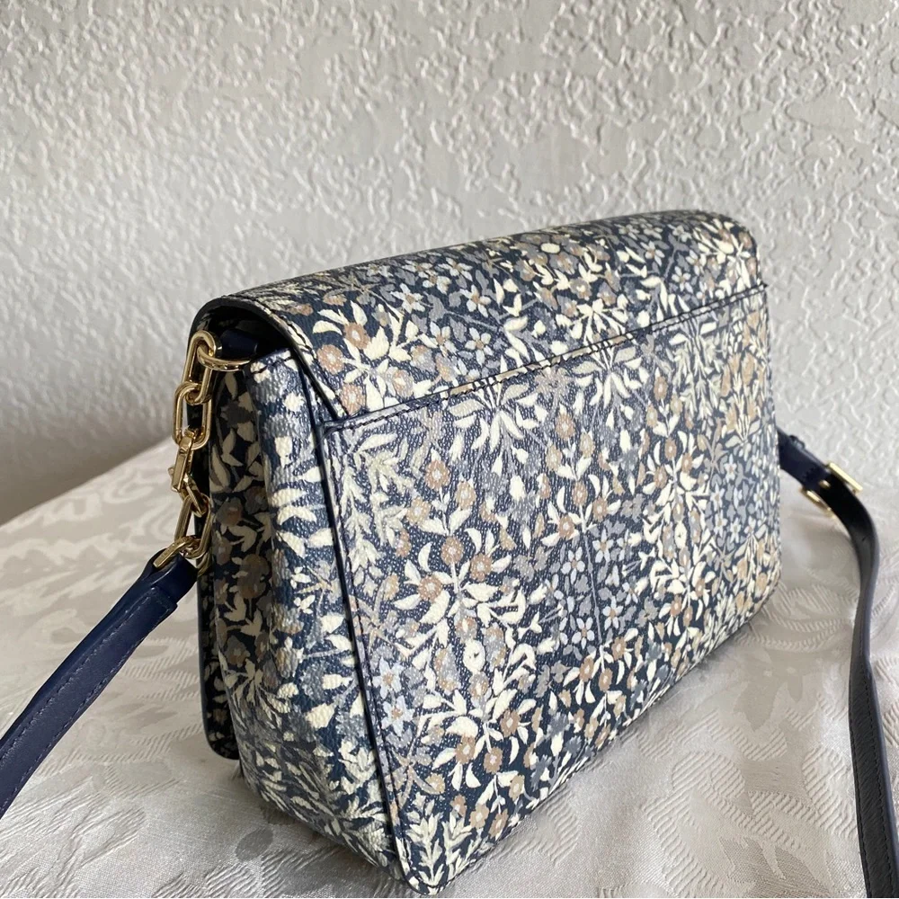 Tory Burch floral print flap crossbody bag